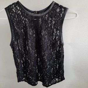 Cotton Candy Sheer Black Lace tank top Dressy Med